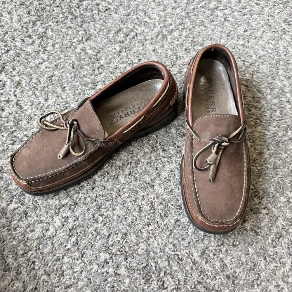 Sperry Boat Shoes Brown Leather Men’s Size US 8.5 Wave Comfort Preppy